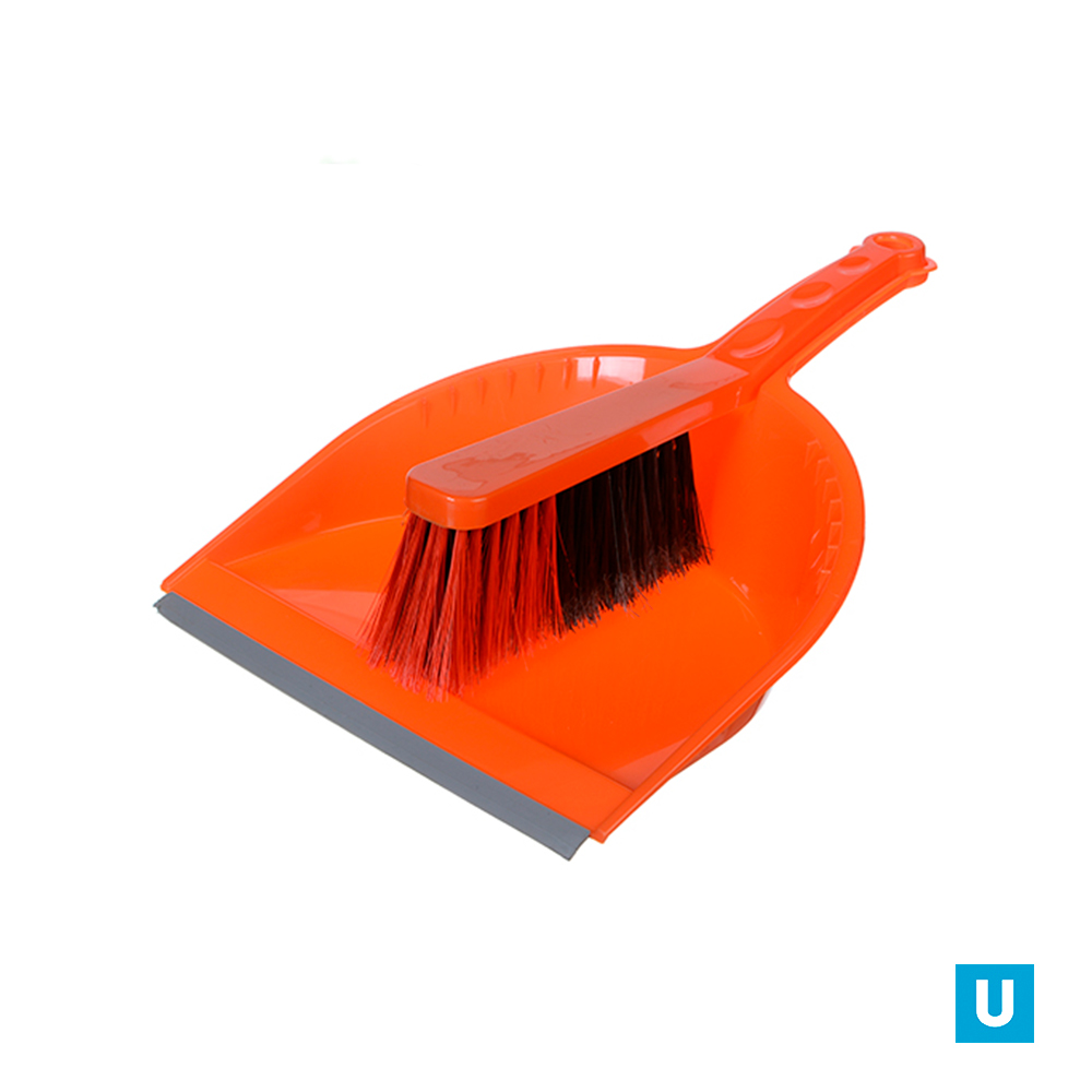 Щетка-сметка и совок с резинкой СТАНДАРТ (Зелёный/Ораневый/Фиолетовый)