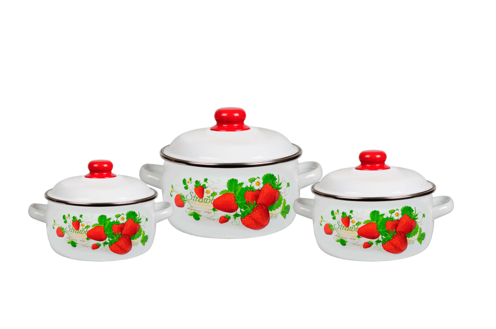 Набор из 3 пред.№19 "Клубничная", белосн.сф. 2л; 3л; 5,5л 1KA191M