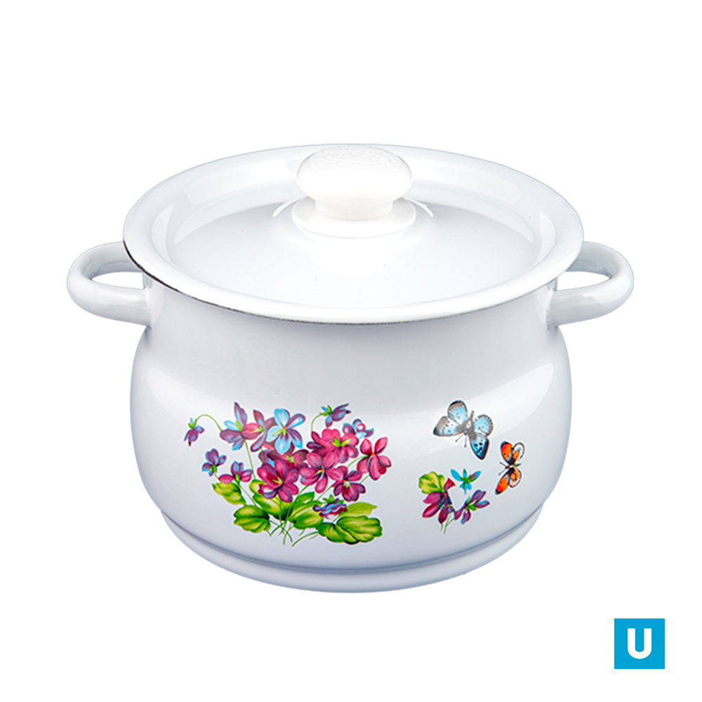  Кастрюля сферическая 5,5 л декор светлая