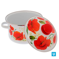 Кастрюля цилиндрическая 4 л с ободком, белая, Маки 3MD201M