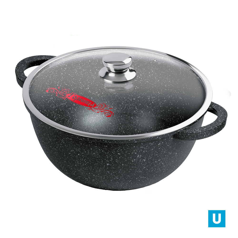 Казан 10л. 320/185 Гранит лит/руч. с кр. (п/у), кн4322аг