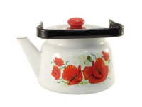  Чайник 2,3 л декор, Маки, белый с пласт. кнопкой