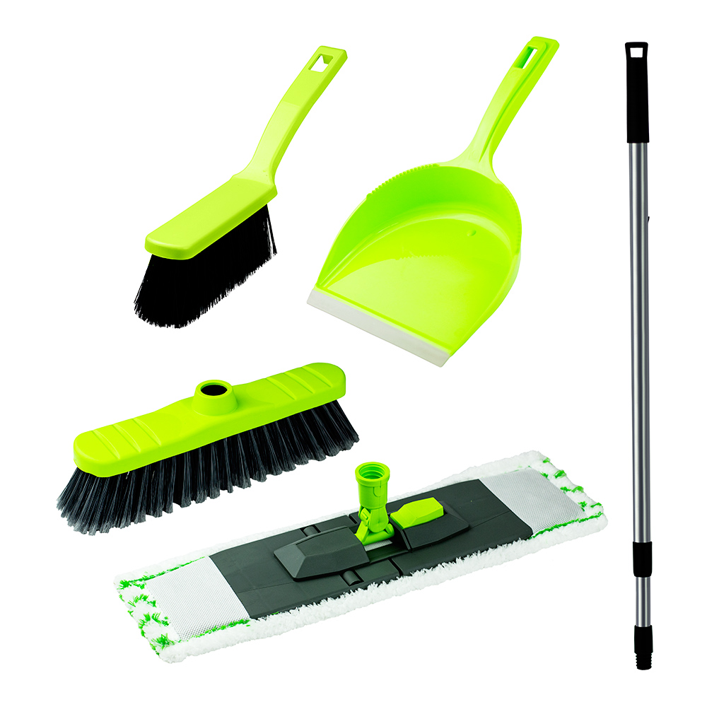 Набор для уборки 6 предметов  (телеск/ рукоятка , стеллаж, 2 накладки, совок, щетка-сметка, щетка)