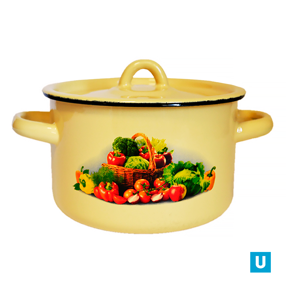 Кастрюля цил. 7л крем. с рис., 1с18с 