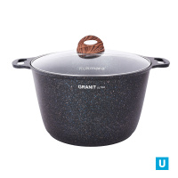 Кастрюля 8л со стекл. крышкой, АП линия "Granit ultra" (blue)