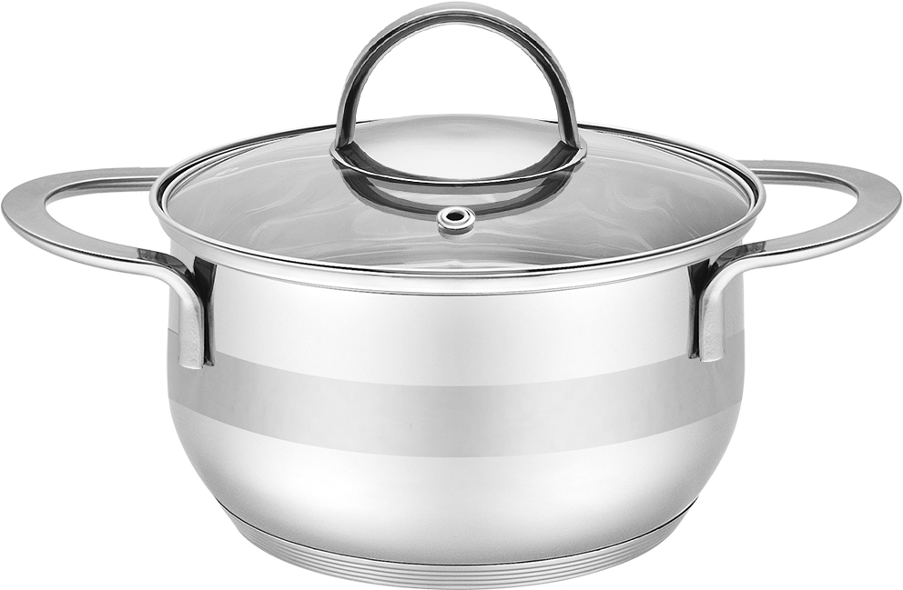 Кастрюля "Камелия" 2,5л нерж., ст/кр. (d-18см, h-10,5см) ТРС Капсульное дно Индукция