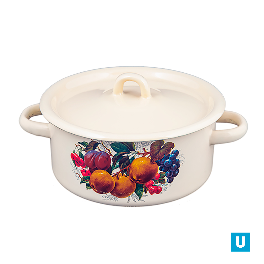  Кастрюля цилиндрическая 2 л декор светлая, с петлёй 