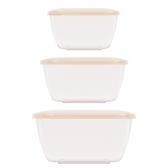 Набор емкостей для СВЧ (0,8л;1,2л;2л) Бежевый (уп.10)