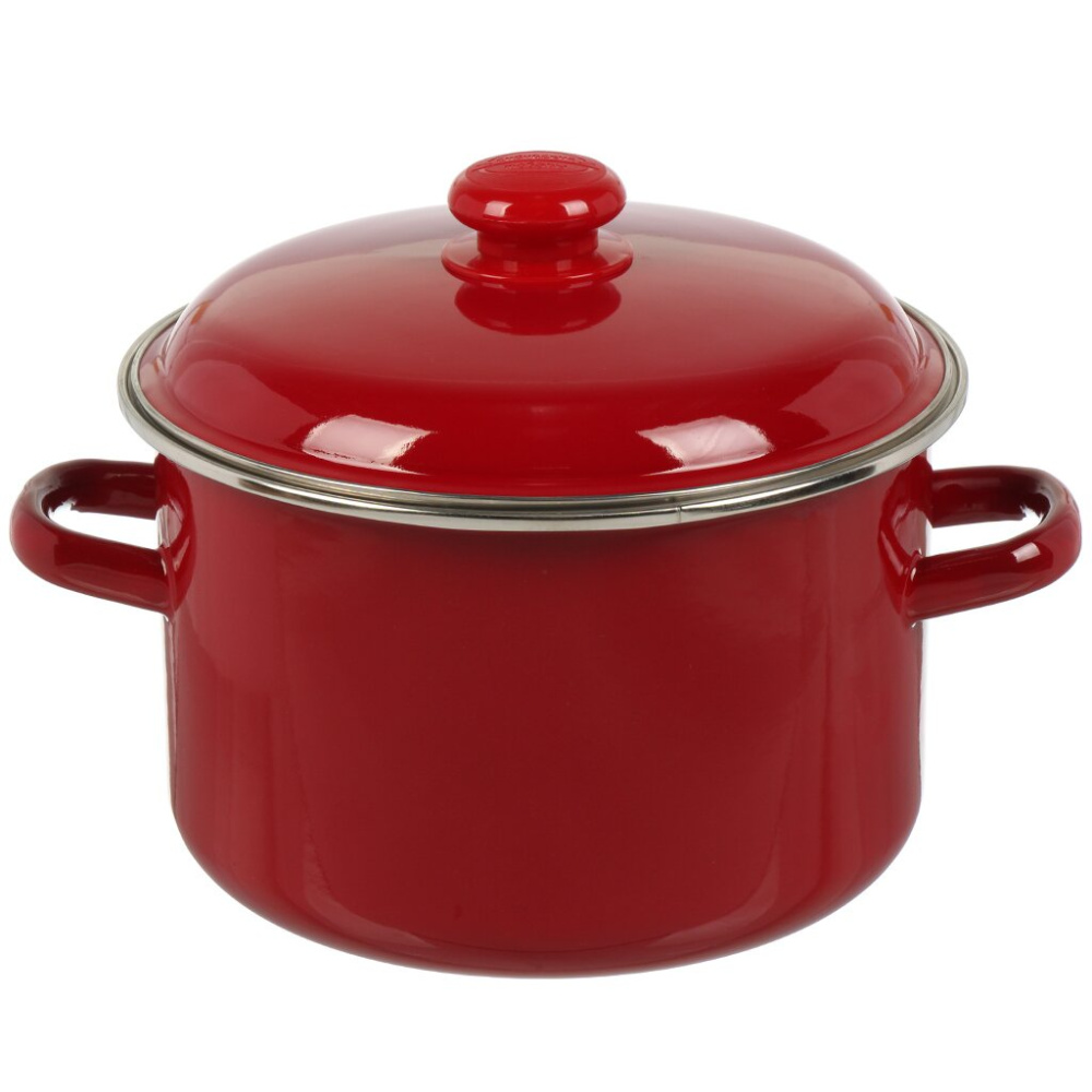 Кастрюля цилиндрическая 3 л с ободком, вишнёвая/белая, б/д