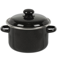 Кастрюля цилиндрическая 3 л с ободком, чёрный рябчик/белая, б/д