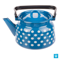  Чайник 3,5 л сфер. Белый большой горох, васильковый с петлёй