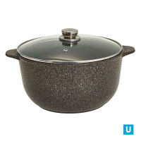 Кастрюля-казан 8л.,серии"Мегалит 18" Гранит а/п, с/кр, инд.упаковка 