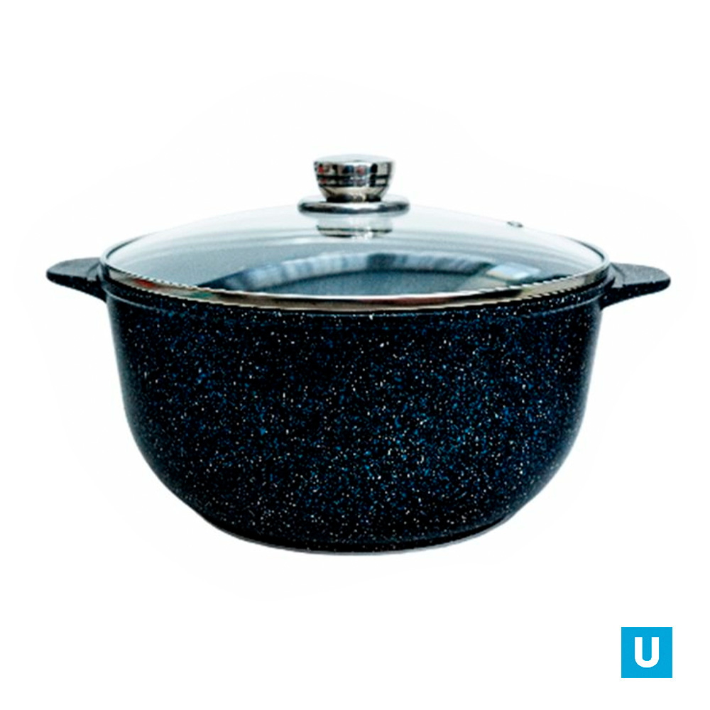 Кастрюля-казан 8л.,серии"Мегалит 14" Гранит а/п, ст./кр., инд.уп.