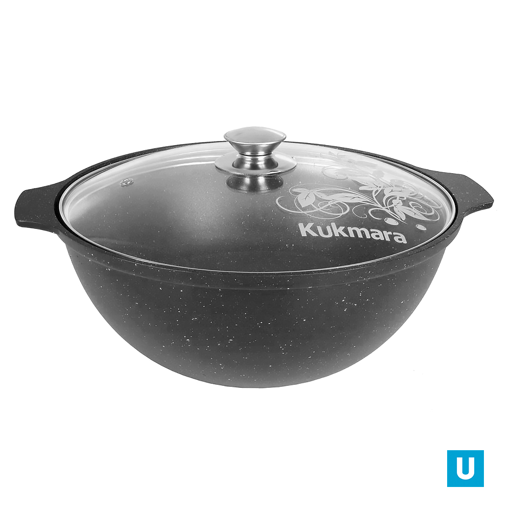 Казан для плова 3,5л со стекл. крышкой АП (темный мрамор)