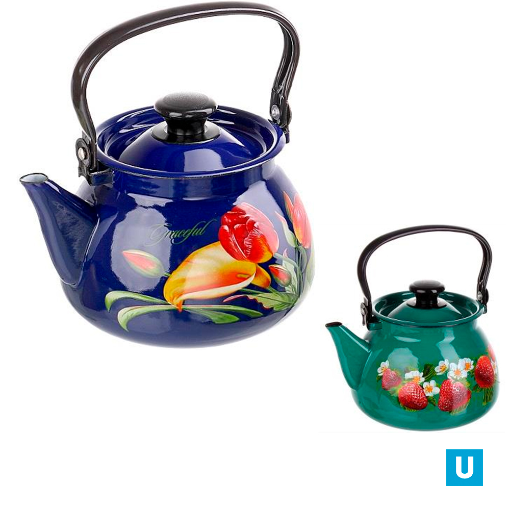 Чайник сферич. с мет.р.3л (синий) с декором, арт. 42115-123/6