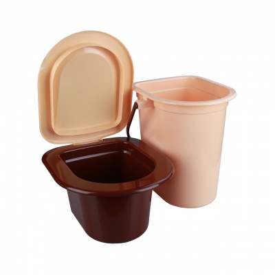 Ведро-туалет 17л Бежевое/Мокко со съемным горшком 