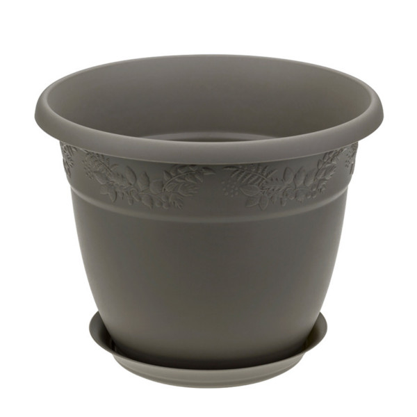 Кашпо РЯБИНА D190мм 2,3л с поддоном французский серый