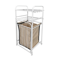 Стеллаж с корзиной для белья 2-х ярусный арт.СК11 цв.белый 380*350*930