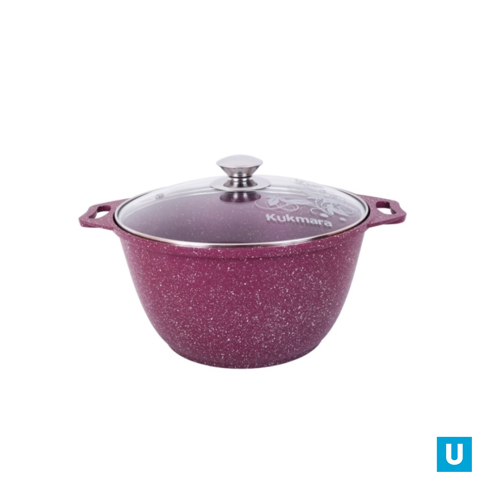 Кастрюля 6л со стеклянной крышкой, АП линия "Тренд" (аметист)