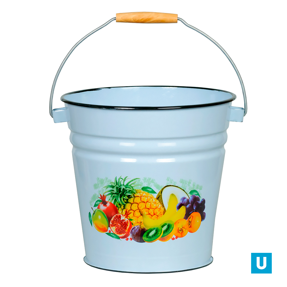 Ведро без крышки 12л  с рис.,серо-голубое 