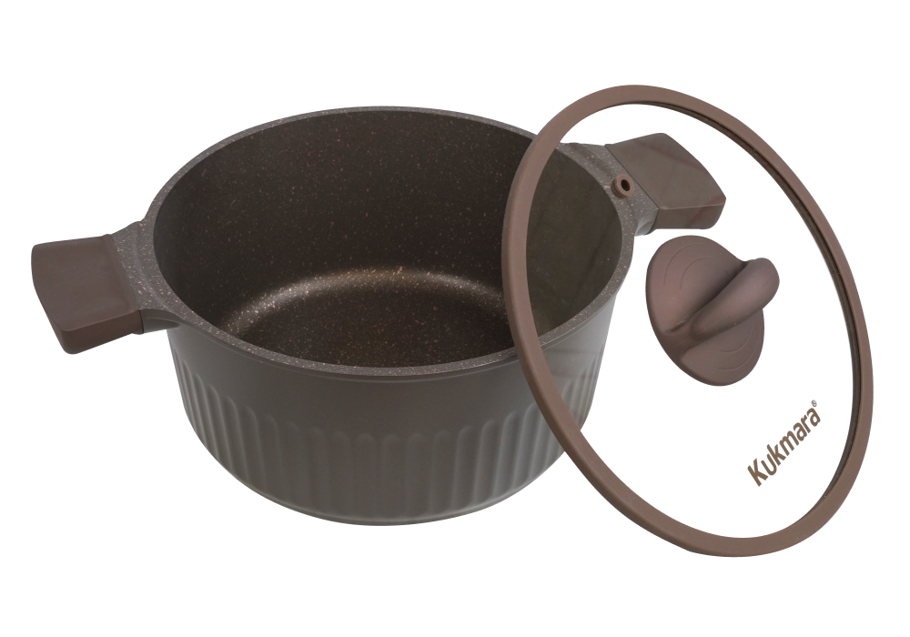 Кастрюля 5,2л со стеклянной крышкой, АП линия "Стелла" (мокко)