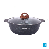 Кастрюля-жаровня 3л со стекл. крышкой, АП линия "Гранит Ультра" (синий)