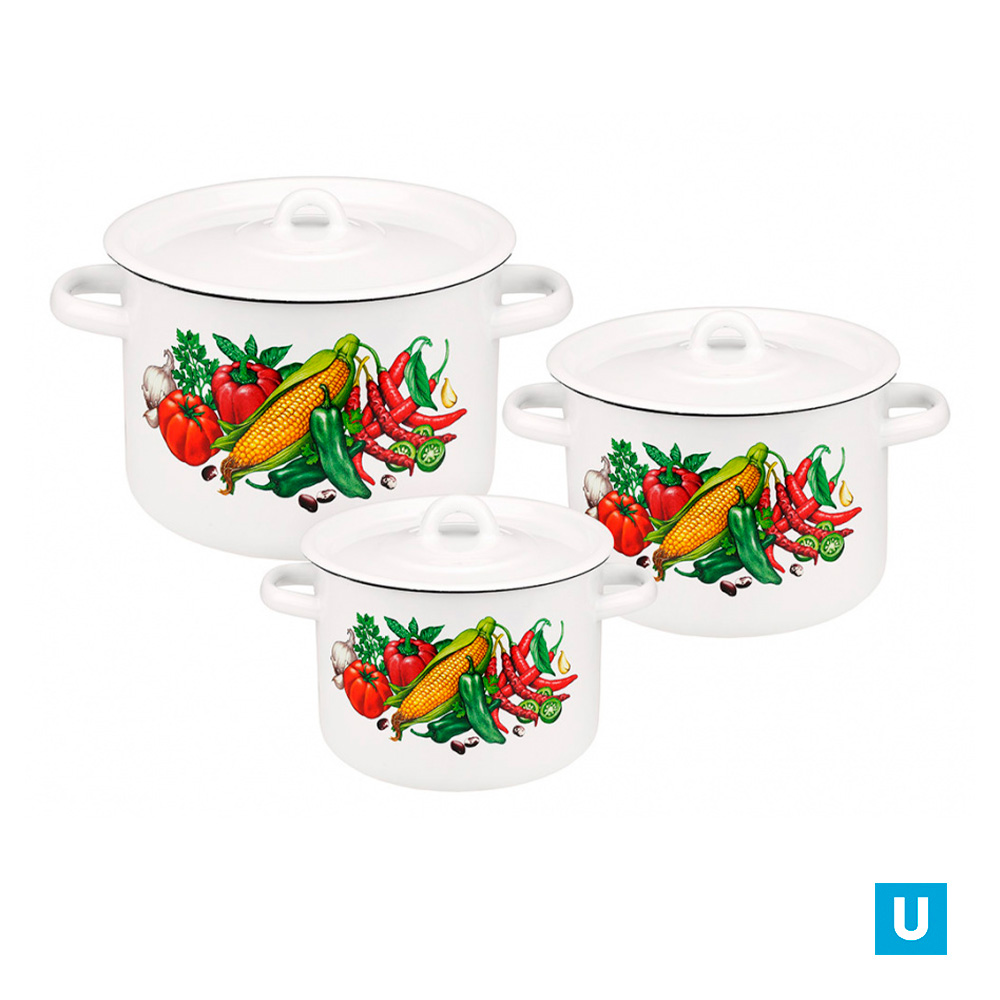 Набор из 3 пред.№33 "Кукуруза", белосн  цил. 1,5л; 2,9л; 4,5л 1с33