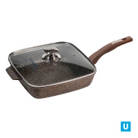 Сковорода квадратная 24*24 см "Premium" (mokko) с несъемной ручкой и стекл. крышкой арт. С25902