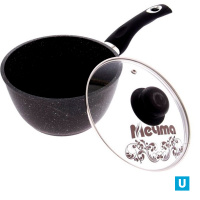 Ковш 1,2л АП Гранит с несъемной ручкой и стеклянной крышкой арт. 81701