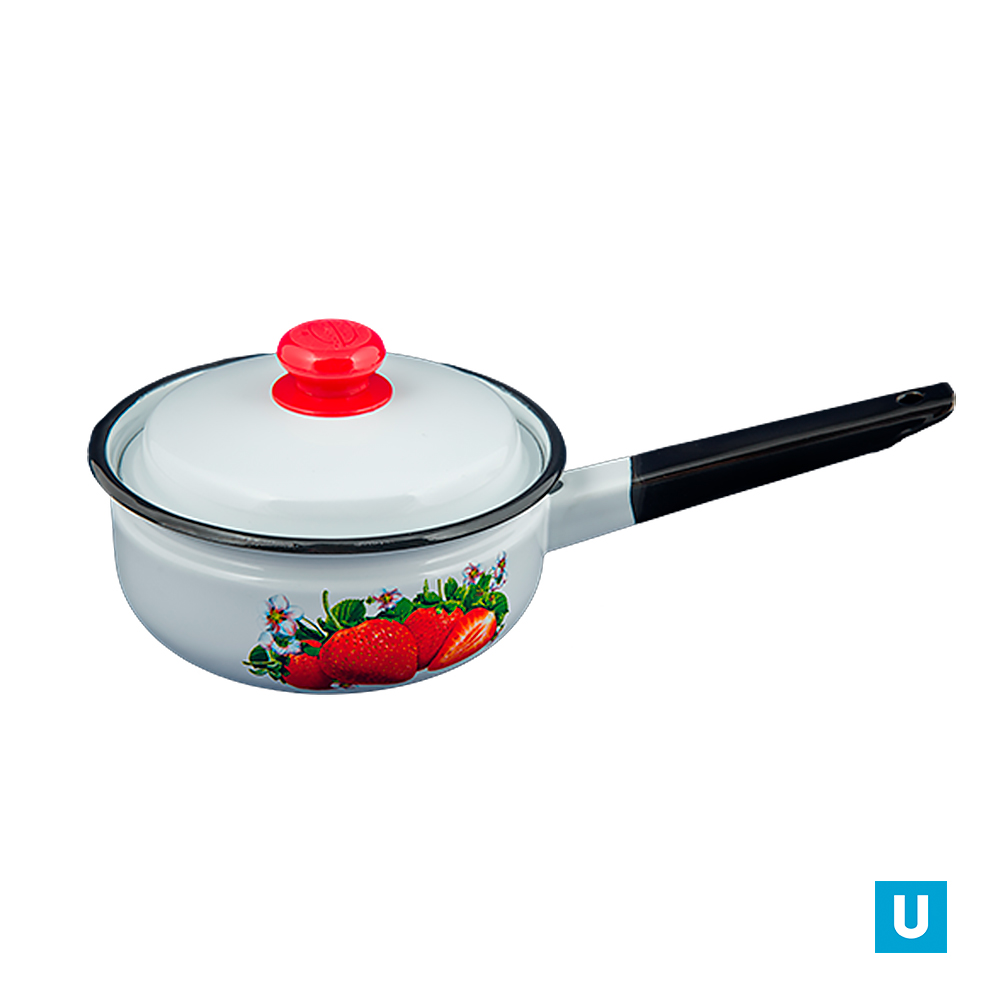  Ковш 1.5 л с крышкой декор белый 