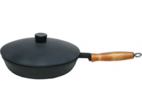 Сковорода чугунная 240/50-1 КАлД с деревянной (пластмассовой) ручкой метал крышка				
