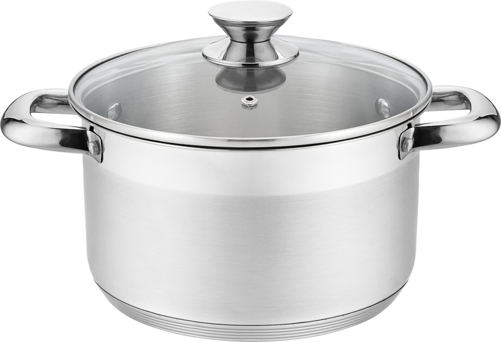 Кастрюля "Лея" 6,0л нерж., ст./кр.(d-24см, h-13,5см) ТРС Капсульное дно Индукция