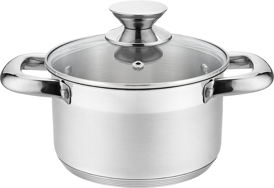 Кастрюля "Лея" 2,5л нерж.,ст/кр.(d-18см, h-10,5см) ТРС Капсульное дно Индукция