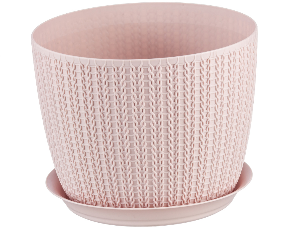 Кашпо ВЯЗАНИЕ D155мм 1,9л с поддоном чайная роза