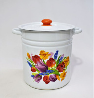  Кастрюля цилиндрическая 12 л декор с пл. кнопкой