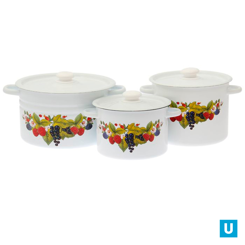 набор 17 белый Ягодный чай кастрюли цилиндр 3,5л 5,5л 8л