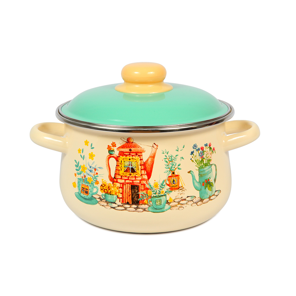 Кастрюля конич. 4л, слон. кость, Чайный домик, 1с46я