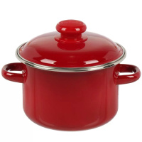 Кастрюля цилиндрическая 2 л с ободком, вишнёвая/белая, б/д