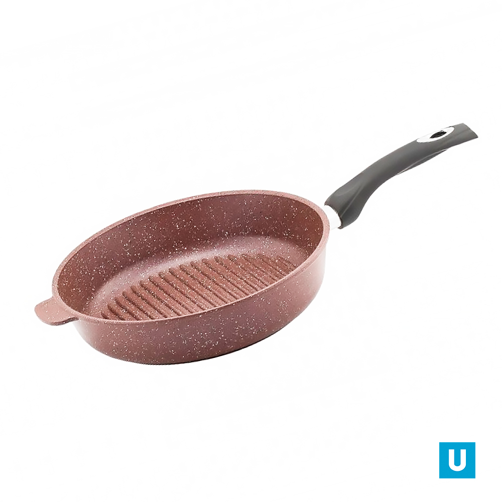 Сковорода гриль 260/70мм Шоколад с пласт.руч.без кр., сг261аш