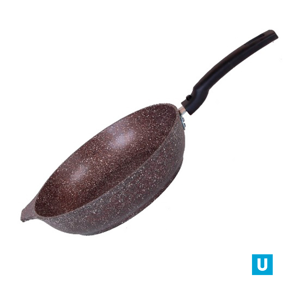 Сковорода 280/65мм со съемной ручкой, АП (кофейный мрамор)