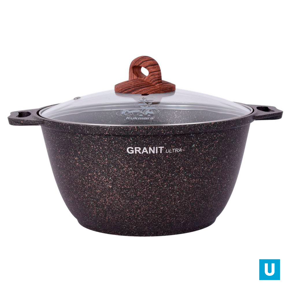 Кастрюля 8л со стекл. крышкой, АП линия "Granit ultra" (original)