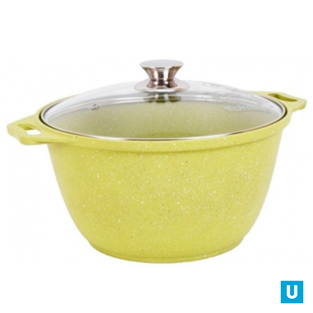 Кастрюля 6л со стеклянной крышкой, АП линия "Trendy style" (lime)***