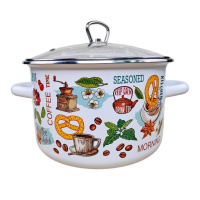 Кастрюля цил. 5,5л, белосн., Утренний кофе, стекл.крышка 1RD221S