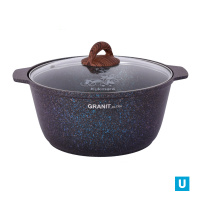 Кастрюля-жаровня 5л со стекл. крышкой, АП линия "Гранит ультра" (синий)