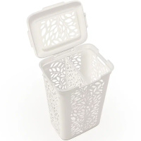 Корзина для белья 60л с разделителем "LEAVES" 440х340х635мм (молочный)