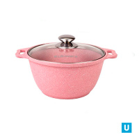 Кастрюля 2л со стеклянной крышкой,АП линия "Тренд" (роза)