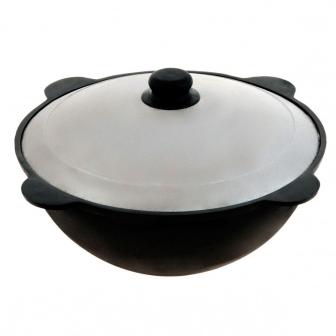 Казан чугунный  4,0-4,5л плоское дно с крышкой д30