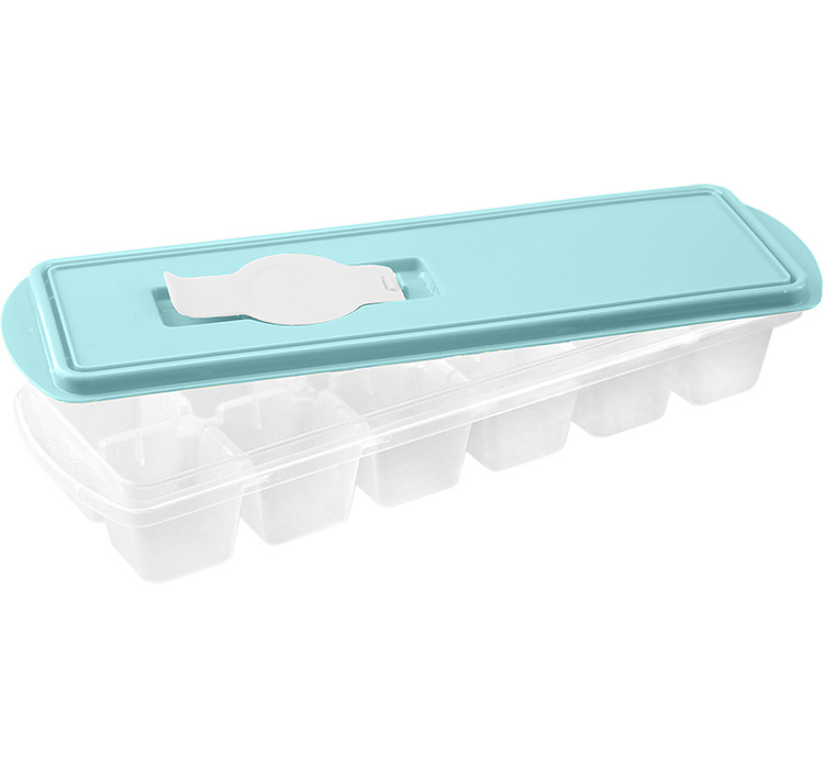 Форма для льда КУБИКИ с крышкой и клапаном 85x40x258мм Аквамарин