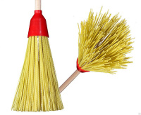 Метла наборная «Дорогая»  5 колец, ворс ПП первичный цветной 45 см, колпак, чер/берез 150 см