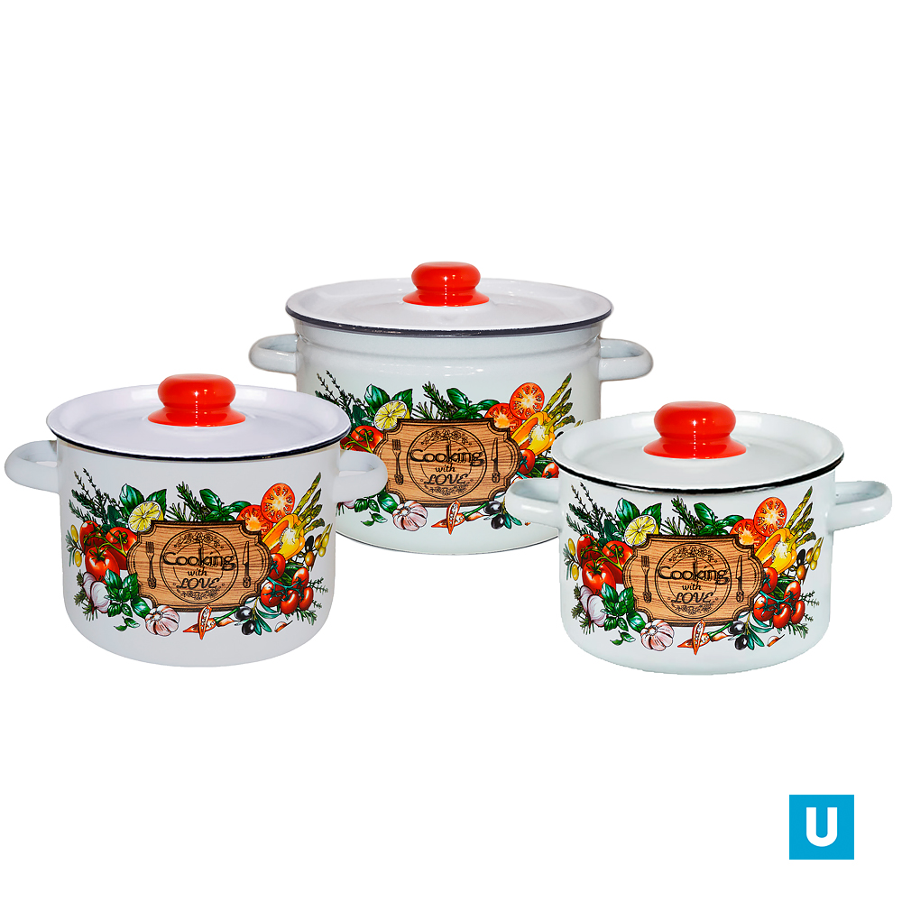 Набор из 3 пред.№113 "Смак", белосн.,цил. 4,5л; 7,0л; 9,0л 1с113